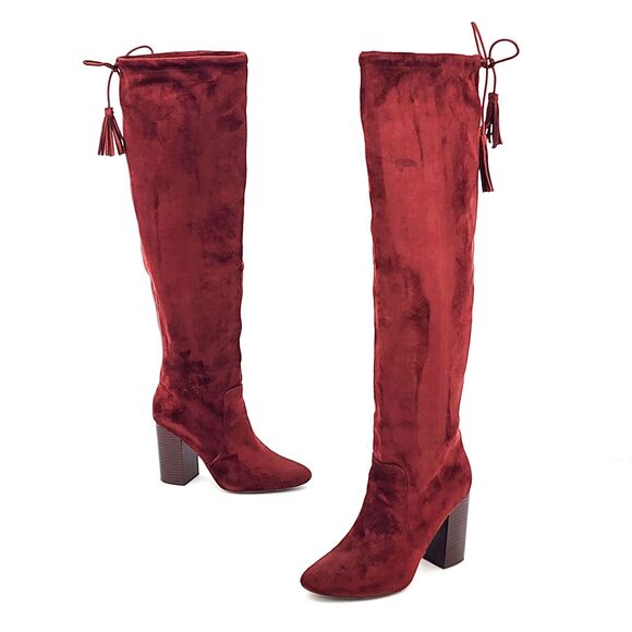 Call It Spring Mequel Tall Slouch Knee High Red Boots Size 8.5 - Picture 1 of 14
